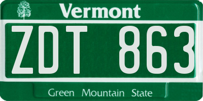 VT license plate ZDT863