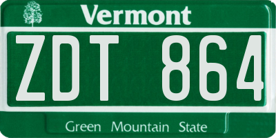 VT license plate ZDT864