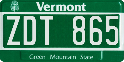 VT license plate ZDT865
