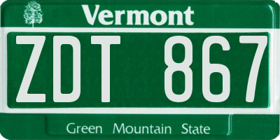 VT license plate ZDT867