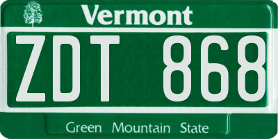 VT license plate ZDT868