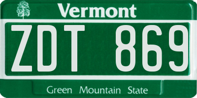 VT license plate ZDT869