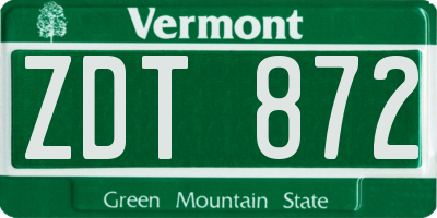 VT license plate ZDT872