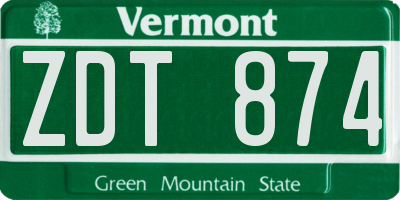 VT license plate ZDT874