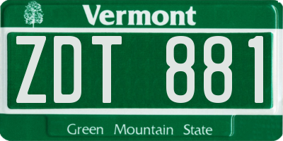 VT license plate ZDT881