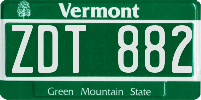 VT license plate ZDT882