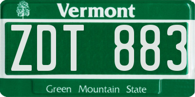VT license plate ZDT883