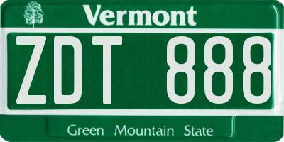 VT license plate ZDT888