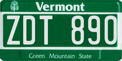 VT license plate ZDT890