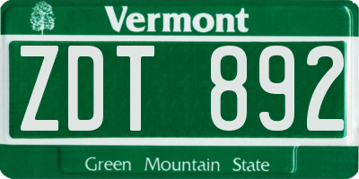 VT license plate ZDT892