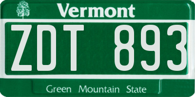 VT license plate ZDT893