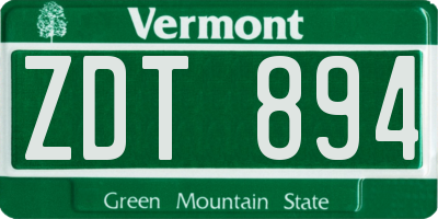 VT license plate ZDT894