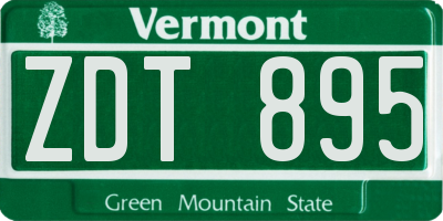 VT license plate ZDT895