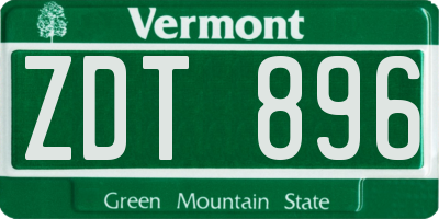 VT license plate ZDT896