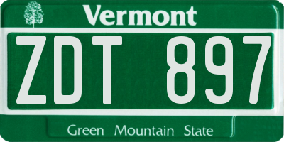 VT license plate ZDT897