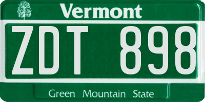 VT license plate ZDT898