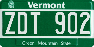 VT license plate ZDT902