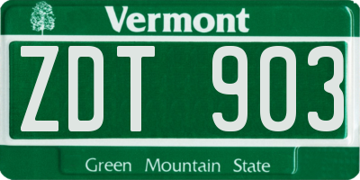 VT license plate ZDT903