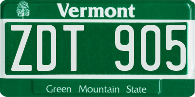 VT license plate ZDT905