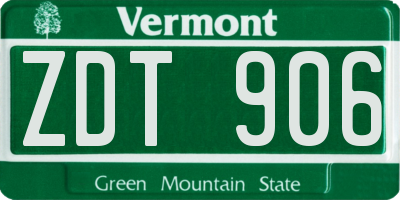 VT license plate ZDT906