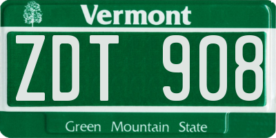 VT license plate ZDT908