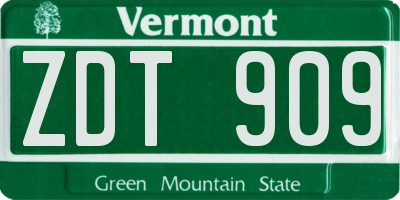 VT license plate ZDT909