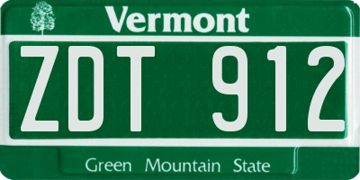 VT license plate ZDT912