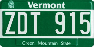 VT license plate ZDT915