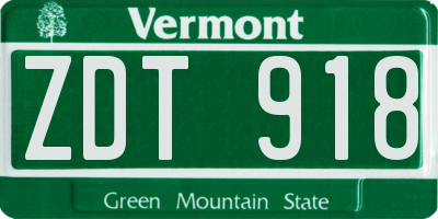 VT license plate ZDT918