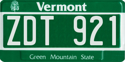 VT license plate ZDT921