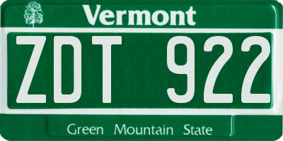 VT license plate ZDT922