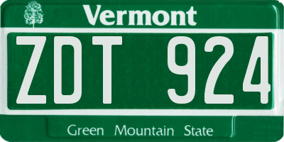 VT license plate ZDT924