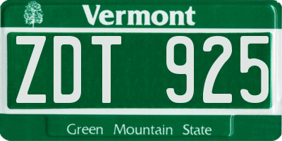 VT license plate ZDT925