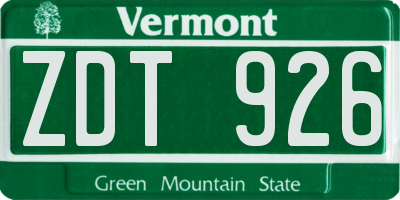 VT license plate ZDT926