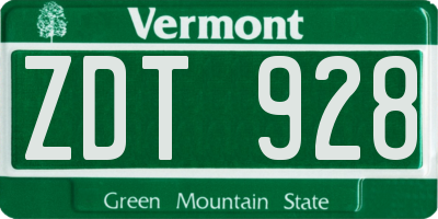 VT license plate ZDT928
