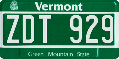 VT license plate ZDT929