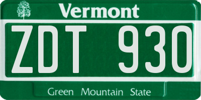 VT license plate ZDT930