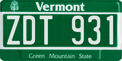 VT license plate ZDT931