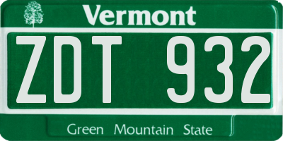 VT license plate ZDT932