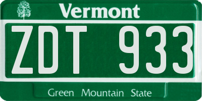 VT license plate ZDT933