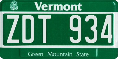 VT license plate ZDT934