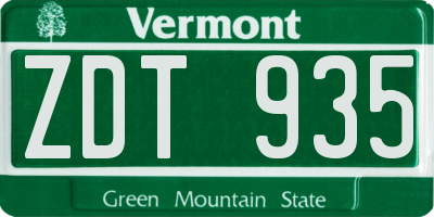 VT license plate ZDT935