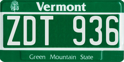VT license plate ZDT936