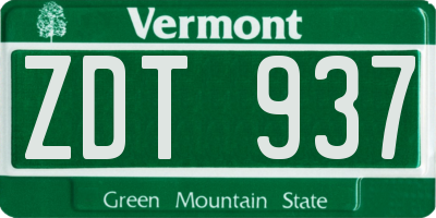 VT license plate ZDT937
