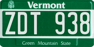 VT license plate ZDT938