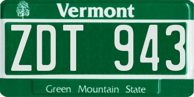 VT license plate ZDT943