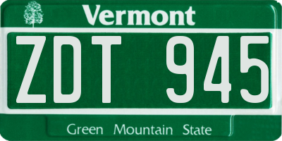 VT license plate ZDT945