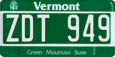 VT license plate ZDT949