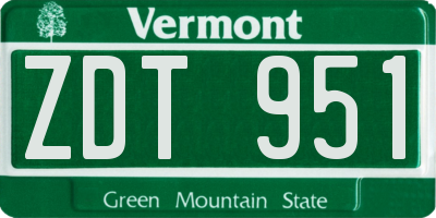 VT license plate ZDT951