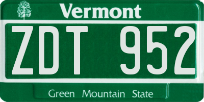 VT license plate ZDT952